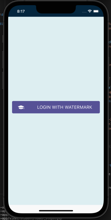 The mobile view showing a login page with a single button labeled Login With Watermark centered on the screen.
