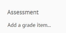 The Assessment section showing Add a grade item option.