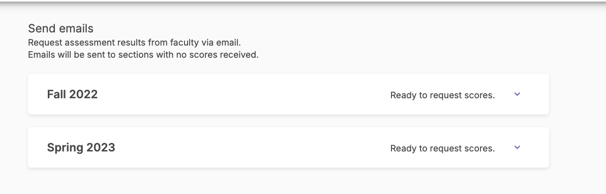 The Send Emails section showing two expandable term options to choose from.
