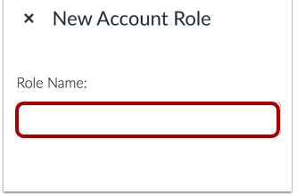 The New Account Role dialog showing Role Name field outlined for entry.