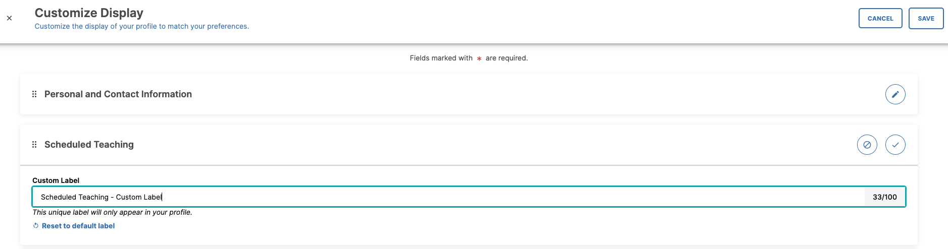 Custom Label for renaming the screen as per your preference