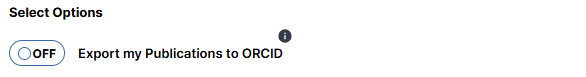 Toggle for turning the export of publications to ORCID on or off