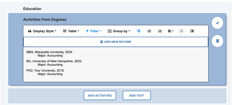 Adding a new record in a report