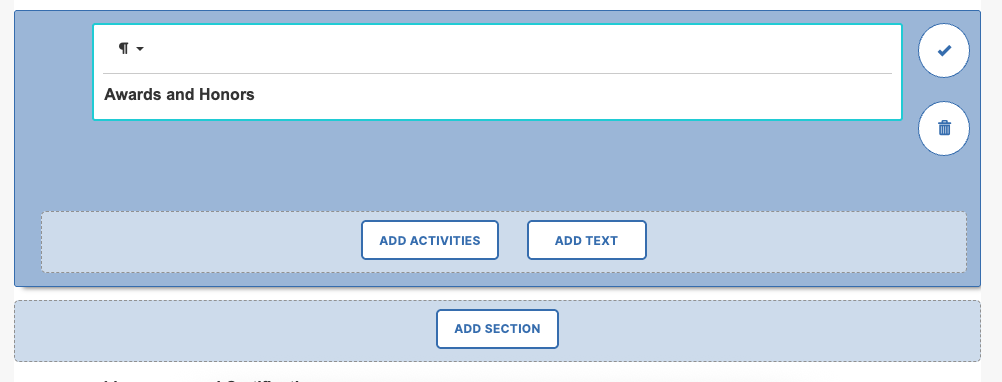 Option to add an Activities Section