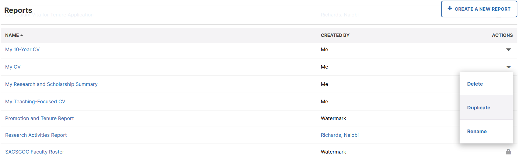 Option to duplicate report
