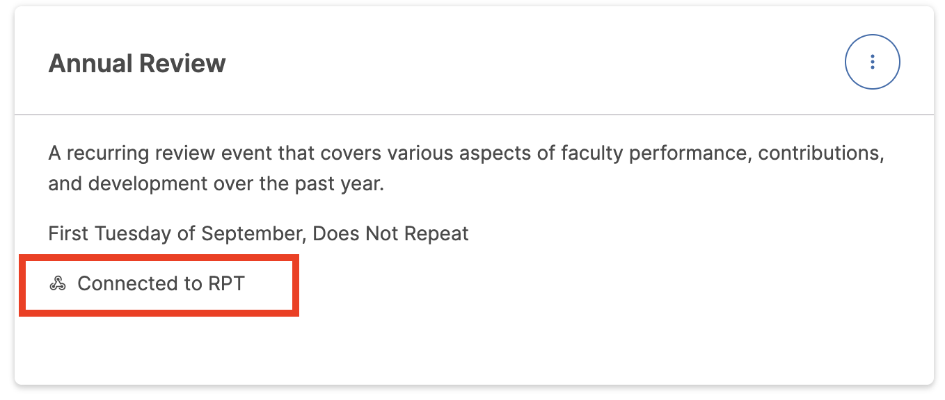 The previous Annual Review tab highlighting 'Connected to RPT' section.