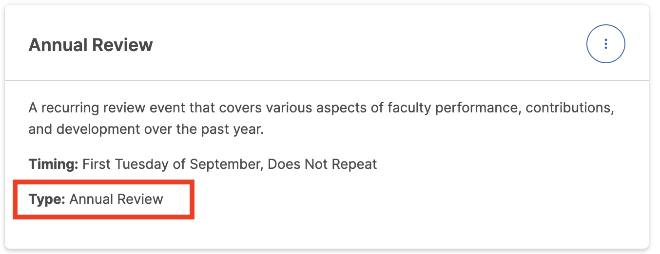 The Annual Review tab highlighting 'Type: Annual Review' section.