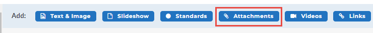The Add toolbar showing various buttons, with the 'Attachments' button highlighted.