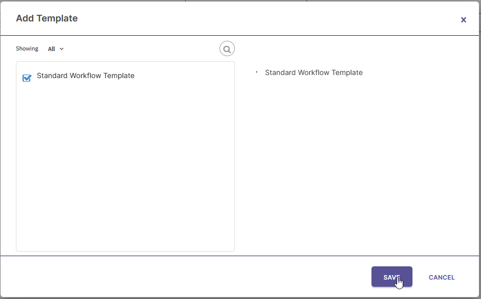A page is displayed showing a list of available templates to add to a course. There are checkboxes next to each template name. An 'Insert Template' and a 'Save' button are visible on the page. The image is annotated to highlight a series of checkboxes next to the templates.