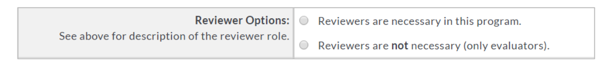 The DRF Program Management page showing reviewer options with choices to include or exclude reviewers in the program.