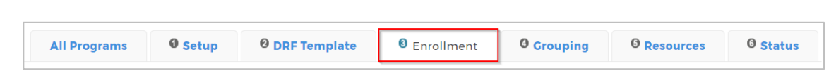 The main navigation ribbon, with the Enrollment tab highlighted.