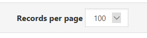The interface showing the option to adjust how many records are displayed per page.