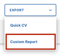 The Export menu expanded with the Custom Report option highlighted.