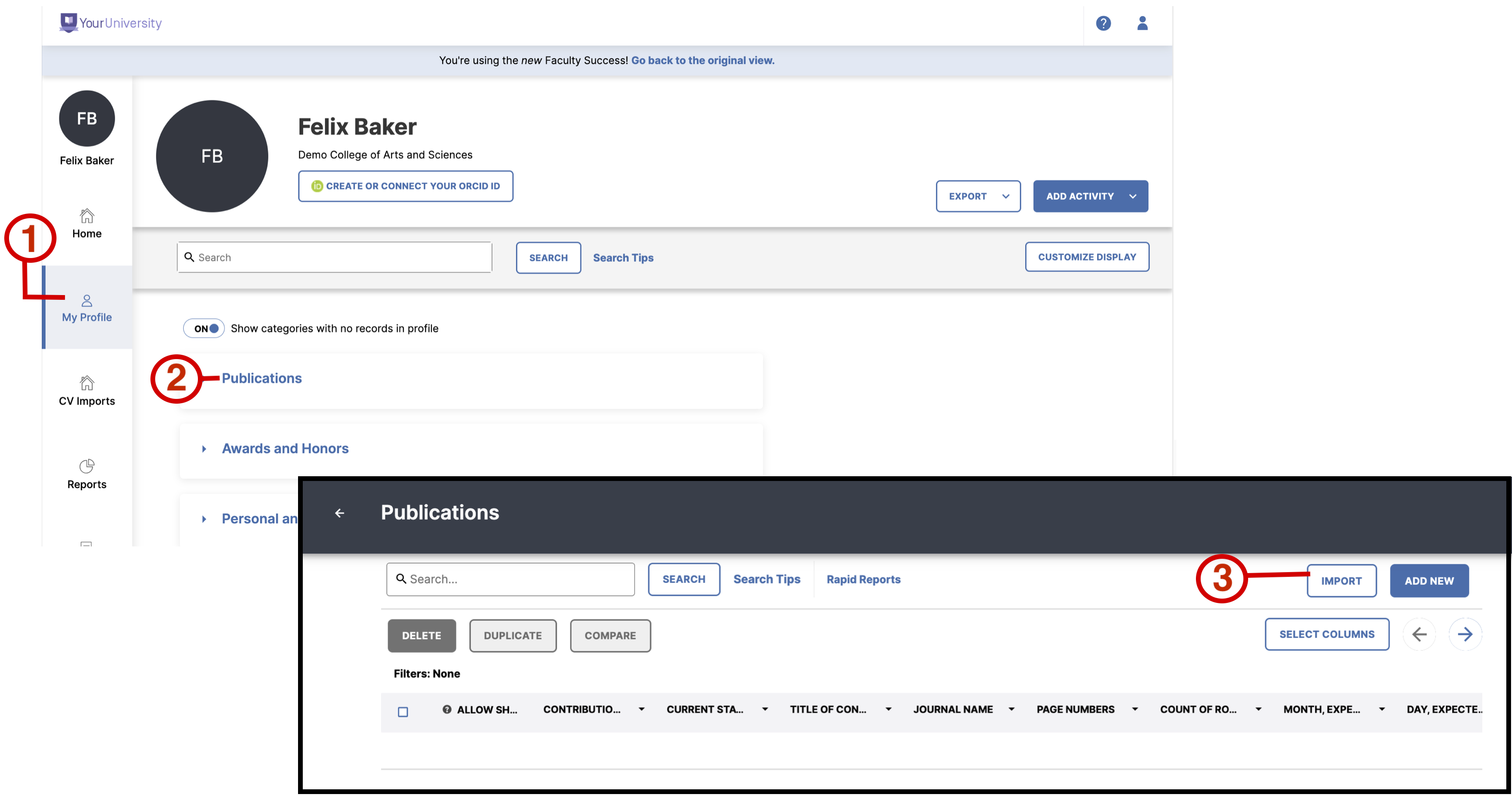 Screenshot showing the listed items 1, 2 and 3 below