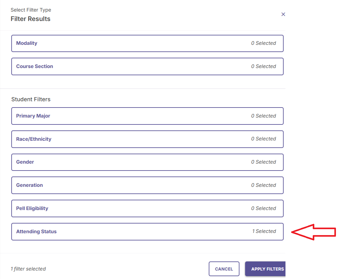Attending Status Option to select