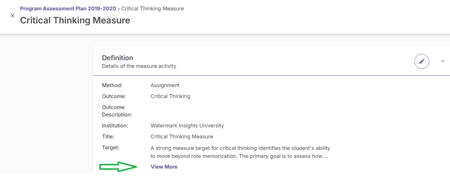 The image displays long target descriptions with the option to View More at the bottom to view the full text display. 