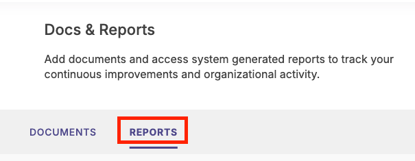 The Docs & Reports screen, with "Reports" tab highlighted