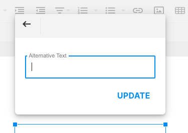 The Alternative Text pop-up showing a descriptive entry for a process diagram