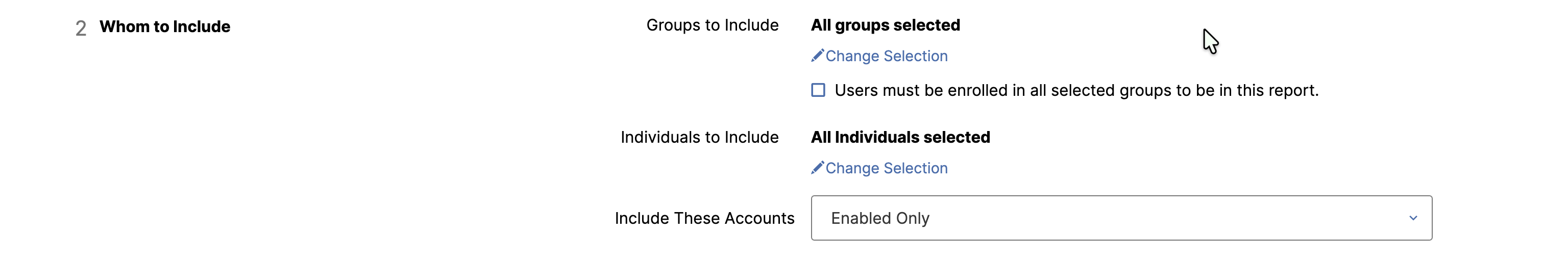 Screenshot of the Whom to Include parameter
