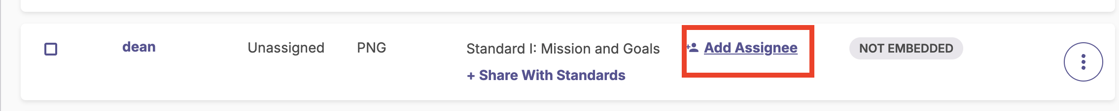 Image showing where to click Add Assignee to evidence