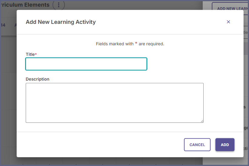 The text box to add a title and description are displayed. Once entered, click Add.