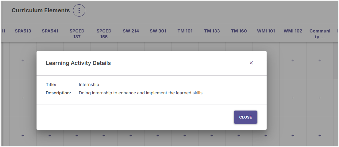 When clicking to view the learning activity, the title and description display on the page.
