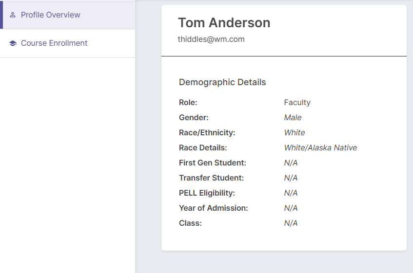 Screenshot showing the updated User Profile view