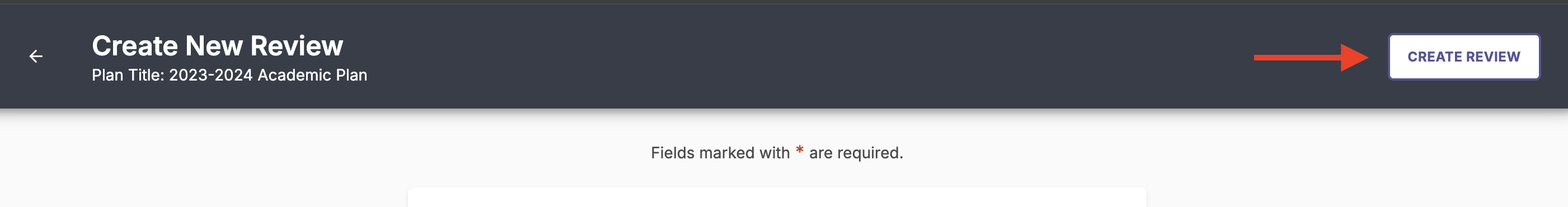 The 'Create Review' button located at the top of the review configuration page.