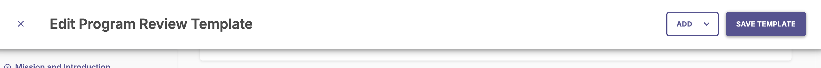 The Save Template button in the top right corner of the edit screen.