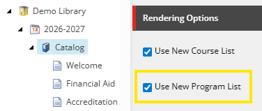 Checkbox location for enabling new Programs of Study display