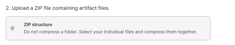 An inline user interface help banner within the Section Bulk Upload screen, providing formatting reminders and strict requirements for structured file processing.