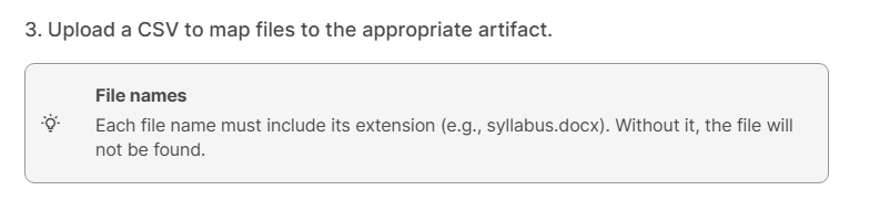 An additional help text block within the Anonymous Bulk Upload screen that guides users on file counts, volume limitations, and proper file mapping conventions.