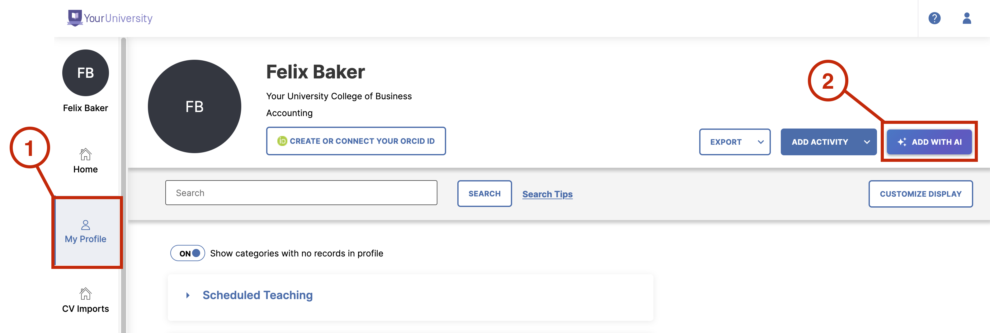 Screenshot showing steps 1 and 2