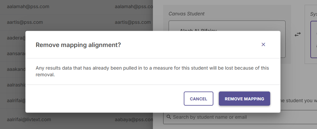 The editing panel showing the option to remove a manually mapped user.