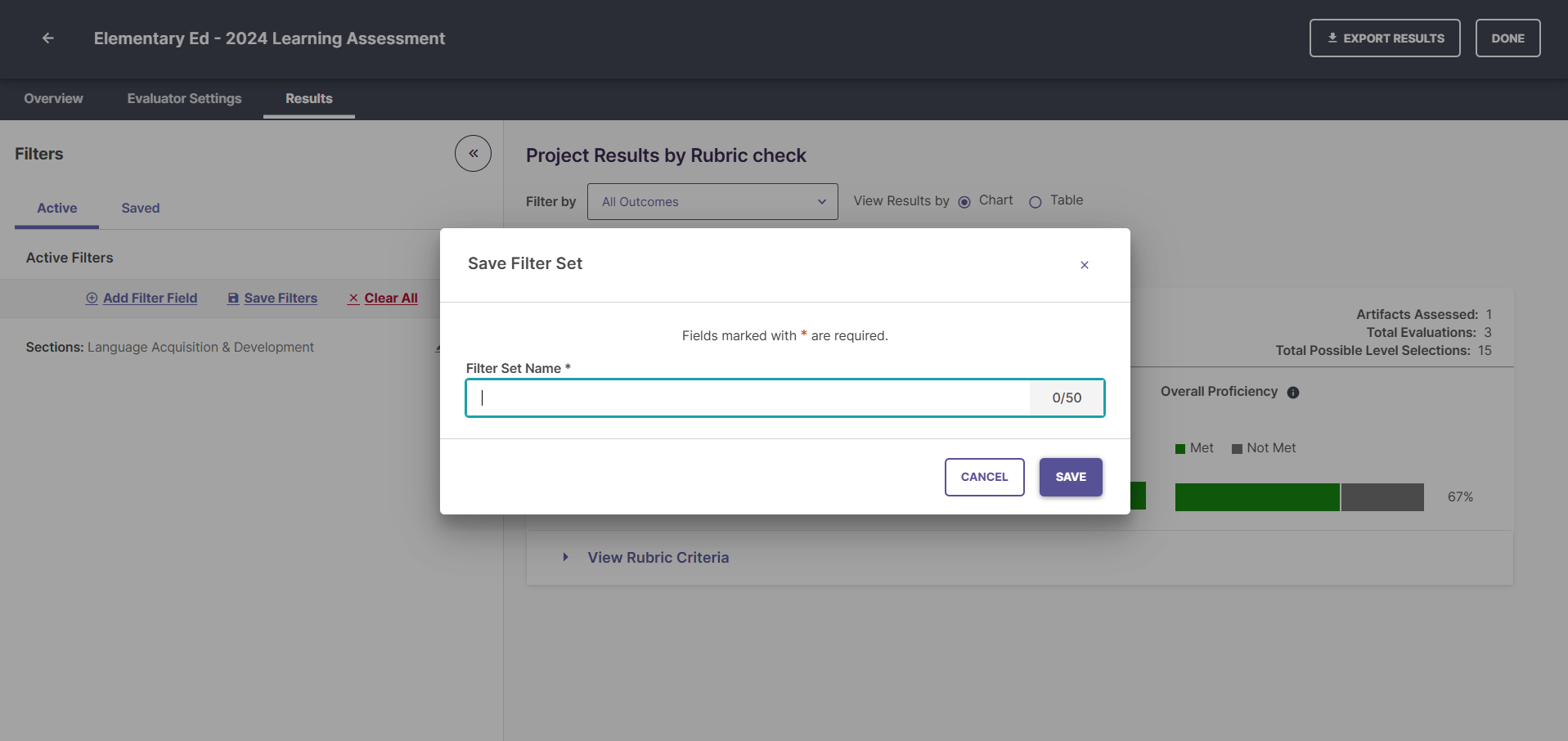The Save Filter Combination pop-up dialog box with a text field for the filter name and a Save button.