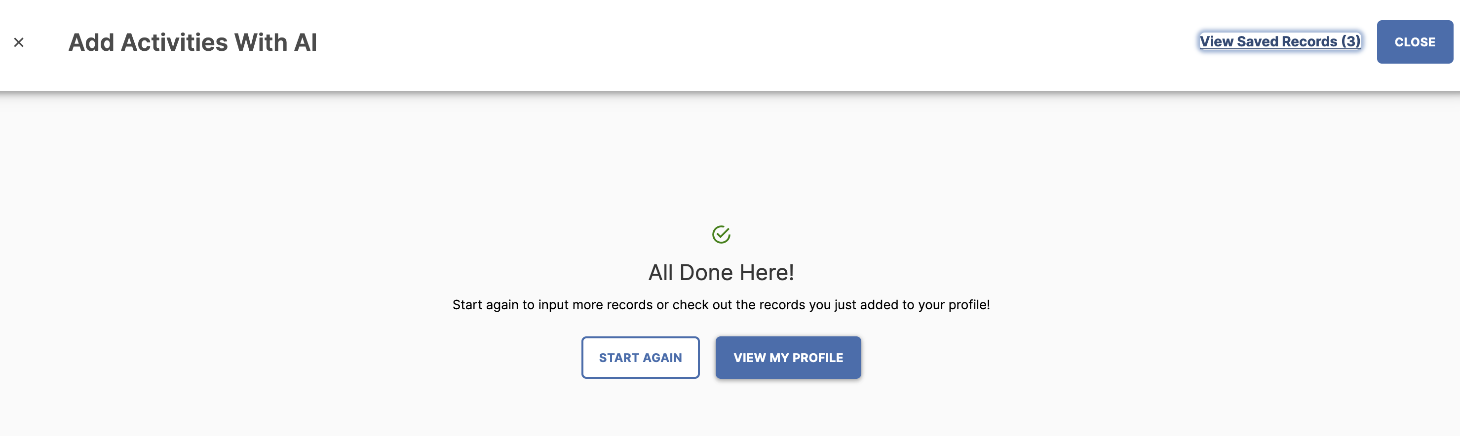 Screenshot showing the All Done Here message