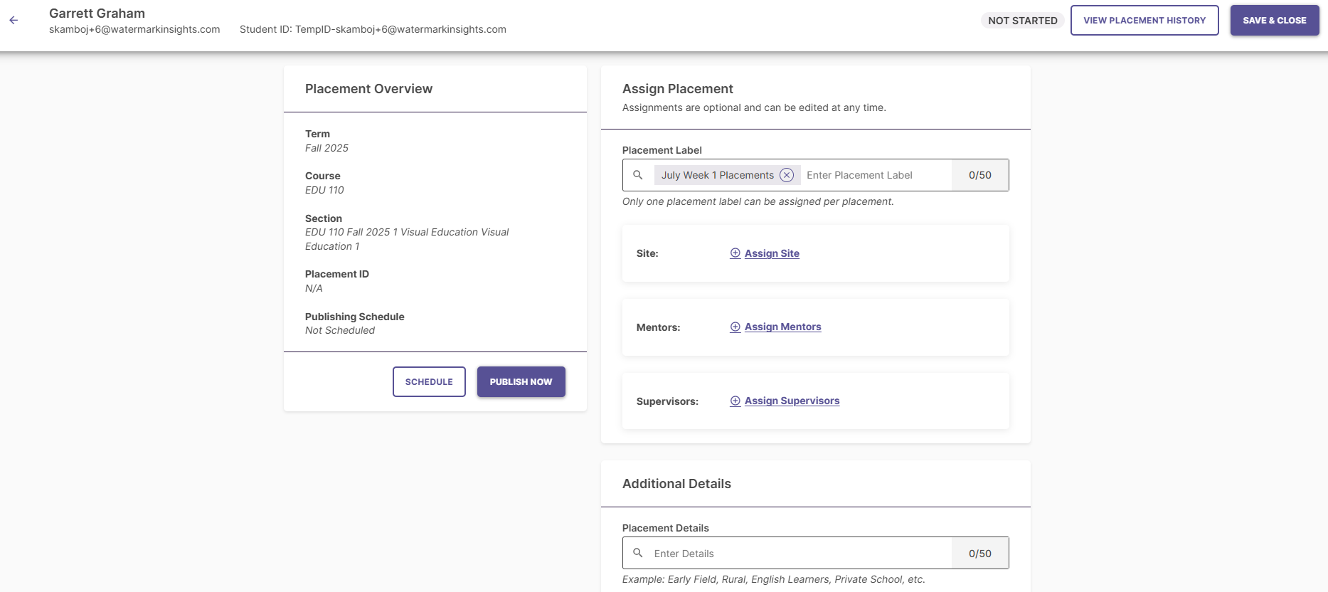 Step 4 wizard selecting placement label target groups.