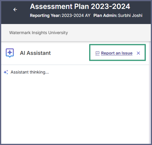 Planning & Self-Study interface showing a user clicking the flag icon on an AI response to submit feedback
