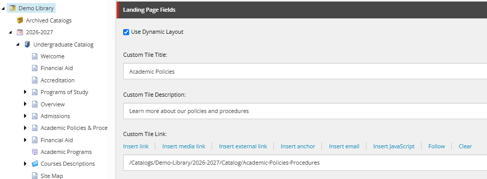Landing page fields for populating custom sections.png