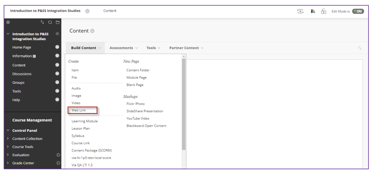 how to create an assignment link in blackboard