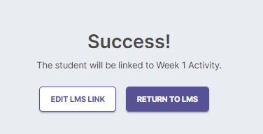 The SL&L success message with 'EDIT LMS LINK' and 'RETURN TO LMS' buttons.