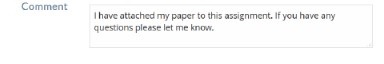The Comment box showing a typed message stating that the paper has been attached and requesting to be contacted with any questions.