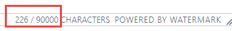 The character counter showing 226 out of 90000 characters and showing the counter highlighted.