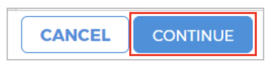 A page showing Cancel and Continue buttons, with the Continue button highlighted.