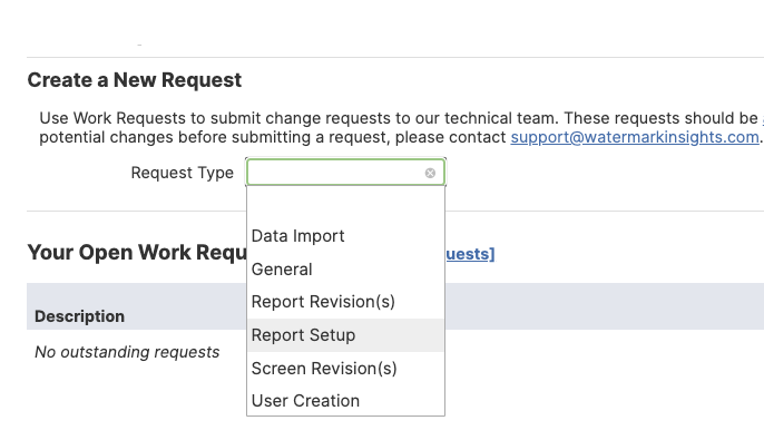 Submitting Report Setup Work Requests – Watermark